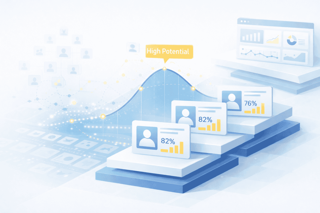 Digital marketing growth analysis with user engagement metrics and performance graphs.